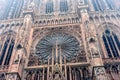 Front view facade of the Cathedral of Our Lady in Strasbourg (Alsace, France) Royalty Free Stock Photo