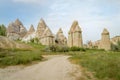 front view of famous fairy chimneys in valley,