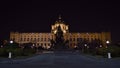 Front view of the famous Natural History Museum (NHM) of Vienna, Austria at night in the historic downtown. Royalty Free Stock Photo