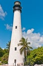 functioning, tropical lighthouse with three windows, metal walk around