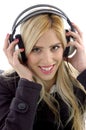 Front view of female listening music Royalty Free Stock Photo