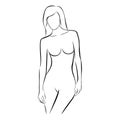 front view female stylized body contour