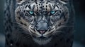 Front view of a fierce snow leopard. Generative AI