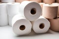 Front view and flat lay of tissue paper rolls stack