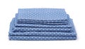 Stack of blue cotton bedding set Royalty Free Stock Photo