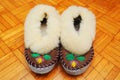 Folk style two slippers Royalty Free Stock Photo