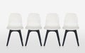 Front view, four blcak and white chairs on isolated background, object, modern, fashion, copy space