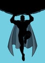 Superhero Holding Boulder Silhouette