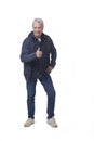 front view of a full length portrait of a man thumbs up Royalty Free Stock Photo