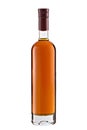 Front view full whiskey, cognac, brandy bottle isolated on white background with clipping path Royalty Free Stock Photo