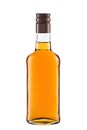 Front view full whiskey, cognac, brandy bottle isolated on white background with clipping path Royalty Free Stock Photo