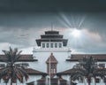 Front view of the Gedung Sate, a history museum in Bandung, Indonesia