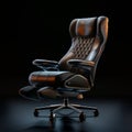 Front view of Genuine Leather office chair for Executive Officer, isolated on black background Royalty Free Stock Photo