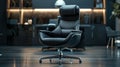Front view of Genuine Leather office chair for Executive Officer, isolated on black background Royalty Free Stock Photo