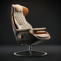 Front view of Genuine Leather office chair for Executive Officer, isolated on black background Royalty Free Stock Photo