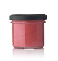 Front view of glass container of berry mousse Royalty Free Stock Photo