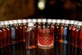 Front view on glass with spicy negroni cocktail. Royalty Free Stock Photo