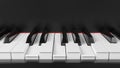 Front view grand piano keyboard with pushed keys. Chord illustration. Background for music events banners. 3D rendering