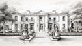 Luxury Mansion Sketch: Classical Realism With Lush And Detailed Renderings