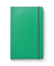 Front view of green blank hardcover notebook Royalty Free Stock Photo