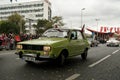 Front view of a green 1969 Renault 12 TL on October 29 republic day of Turkey, Classic car parade moment Royalty Free Stock Photo