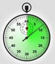 Front view on green running stopwatch Royalty Free Stock Photo