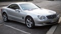 Front  view of grey Mercedes benz 500sl parked in the street Royalty Free Stock Photo