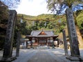 The front view of Hakusan Biwa Shrine, Iwakuni, Japan