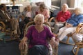 Front view of senior woman looking at camera in nursing home Royalty Free Stock Photo