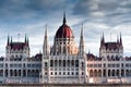 Front view of Hungarian Parliament building, Orszaghaz. Budapest, Hungary Royalty Free Stock Photo