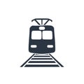 Front view icon of a dark blue electric train on railway tracks Royalty Free Stock Photo