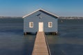 Front view of iconic famous blue boat house at Kings Park Ave