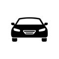 Front View Illustration of Compact Black Car with Headlights Vector Silhouette Royalty Free Stock Photo