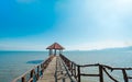 Front view of the iron pavilion in the sea.