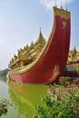 Front View of Karaweik Palace at Kandawgyi Lake, Yangon, Burma Royalty Free Stock Photo