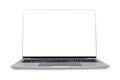 Front view, Laptop computer modern Thin edge slim design, blank screen isolated on white background Royalty Free Stock Photo