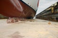 Front view of large cruise ship at dry dock Royalty Free Stock Photo