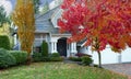 Front view of late autumn season with modern residential home Royalty Free Stock Photo