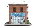 Front view on a laundromat building on a piece of ground