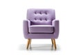 Front View Lavender Mid Century Modern Armchair White Background. Generative AI