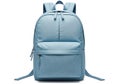 Front view of a light blue backpack isolated on white background, studio shot Royalty Free Stock Photo