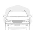 Front view line outline car illustration