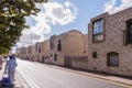 Front view of long row of modern terraced town houses in a residential street part of Barking development Royalty Free Stock Photo