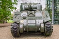 Front view of M4 Sherman tank outside museum in Arnhem