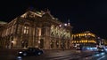 Front view of the main entrance of famous Vienna State Opera house, Austria, in the historic downtown.