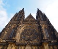 Front view of the main entrance to the St. Vitus cathedral in Prague Castle in Prague, Czech Republic