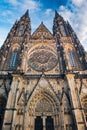 Front view of the main entrance to the St. Vitus cathedral in Prague Royalty Free Stock Photo