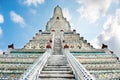 Front view of main Wat Arun prang with stairs in Bangkok, Thailand Royalty Free Stock Photo