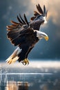 Front View of a Majestic Eagle Flying Forward, Portrait Images Generative AI Royalty Free Stock Photo