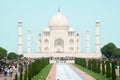 Front view of majestic Taj Mahal in Agra. One of seven wonders of the World Royalty Free Stock Photo